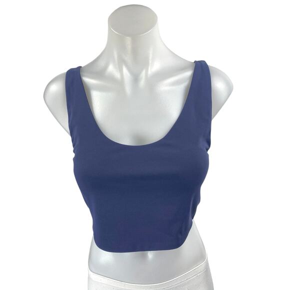 Aritzia Babaton Women's Blue Sleeveless Scoop Neck Cami Tank Crop Top Size L - Picture 1 of 4